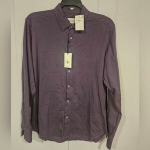 Coastaoro Shirt Men's Large Purple Button Up Long sleeve Collared Cotton NWT